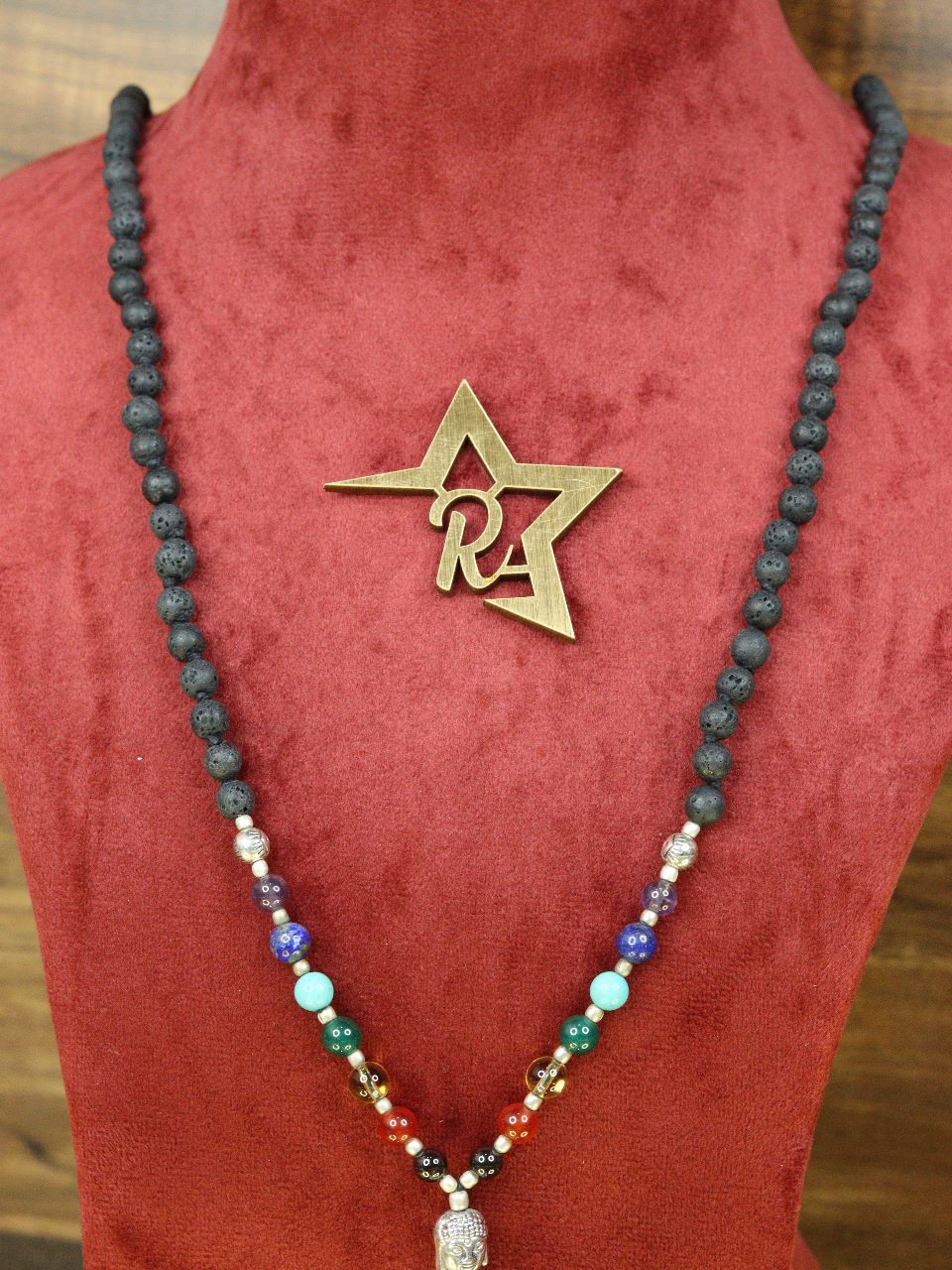 7 Chakra Black Agate Mala